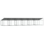 vidaXL Cușcă câini cu acoperiș și uși, gri, 12x2x2 m, oțel galvanizat vidaXL Cușcă câini cu acoperiș și uși, gri, 12x2x2 m, oțel galvanizat