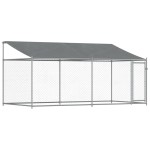 vidaXL Cușcă câini cu acoperiș și uși, gri, 4x2x2 m, oțel galvanizat vidaXL Cușcă câini cu acoperiș și uși, gri, 4x2x2 m, oțel galvanizat