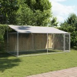 vidaXL Cușcă câini cu acoperiș și uși, gri, 4x2x2 m, oțel galvanizat vidaXL Cușcă câini cu acoperiș și uși, gri, 4x2x2 m, oțel galvanizat