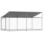 vidaXL Cușcă câini cu acoperiș și uși, gri, 4x2x2 m, oțel galvanizat vidaXL Cușcă câini cu acoperiș și uși, gri, 4x2x2 m, oțel galvanizat