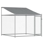 vidaXL Cușcă câini cu acoperiș și uși, gri, 4x2x2 m, oțel galvanizat vidaXL Cușcă câini cu acoperiș și uși, gri, 4x2x2 m, oțel galvanizat