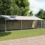 vidaXL Cușcă câini cu acoperiș și uși, gri, 6x2x2 m, oțel galvanizat vidaXL Cușcă câini cu acoperiș și uși, gri, 6x2x2 m, oțel galvanizat