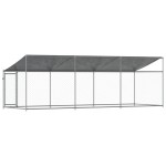 vidaXL Cușcă câini cu acoperiș și uși, gri, 6x2x2 m, oțel galvanizat vidaXL Cușcă câini cu acoperiș și uși, gri, 6x2x2 m, oțel galvanizat