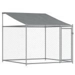 vidaXL Cușcă câini cu acoperiș și uși, gri, 6x2x2 m, oțel galvanizat vidaXL Cușcă câini cu acoperiș și uși, gri, 6x2x2 m, oțel galvanizat