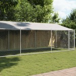 vidaXL Cușcă câini cu acoperiș și uși, gri, 8x2x2 m, oțel galvanizat vidaXL Cușcă câini cu acoperiș și uși, gri, 8x2x2 m, oțel galvanizat