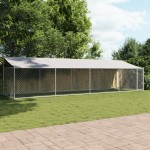 vidaXL Cușcă câini cu acoperiș și uși, gri, 8x2x2 m, oțel galvanizat vidaXL Cușcă câini cu acoperiș și uși, gri, 8x2x2 m, oțel galvanizat