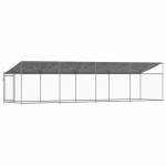 vidaXL Cușcă câini cu acoperiș și uși, gri, 8x2x2 m, oțel galvanizat vidaXL Cușcă câini cu acoperiș și uși, gri, 8x2x2 m, oțel galvanizat