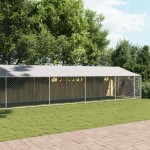 vidaXL Cușcă câini cu acoperiș și ușă, gri, 10x2x2 m, oțel galvanizat vidaXL Cușcă câini cu acoperiș și ușă, gri, 10x2x2 m, oțel galvanizat