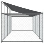 vidaXL Cușcă câini cu acoperiș și ușă, gri, 10x2x2 m, oțel galvanizat vidaXL Cușcă câini cu acoperiș și ușă, gri, 10x2x2 m, oțel galvanizat