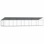 vidaXL Cușcă câini cu acoperiș și ușă, gri, 10x2x2 m, oțel galvanizat vidaXL Cușcă câini cu acoperiș și ușă, gri, 10x2x2 m, oțel galvanizat
