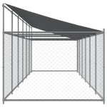 vidaXL Cușcă câini cu acoperiș și ușă, gri, 12x2x2 m, oțel galvanizat vidaXL Cușcă câini cu acoperiș și ușă, gri, 12x2x2 m, oțel galvanizat