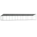 vidaXL Cușcă câini cu acoperiș și ușă, gri, 12x2x2 m, oțel galvanizat vidaXL Cușcă câini cu acoperiș și ușă, gri, 12x2x2 m, oțel galvanizat