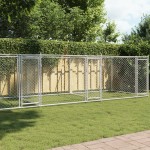 vidaXL Cușcă pentru câini cu uși, gri, 8x2x1,5 m, oțel galvanizat vidaXL Cușcă pentru câini cu uși, gri, 8x2x1,5 m, oțel galvanizat