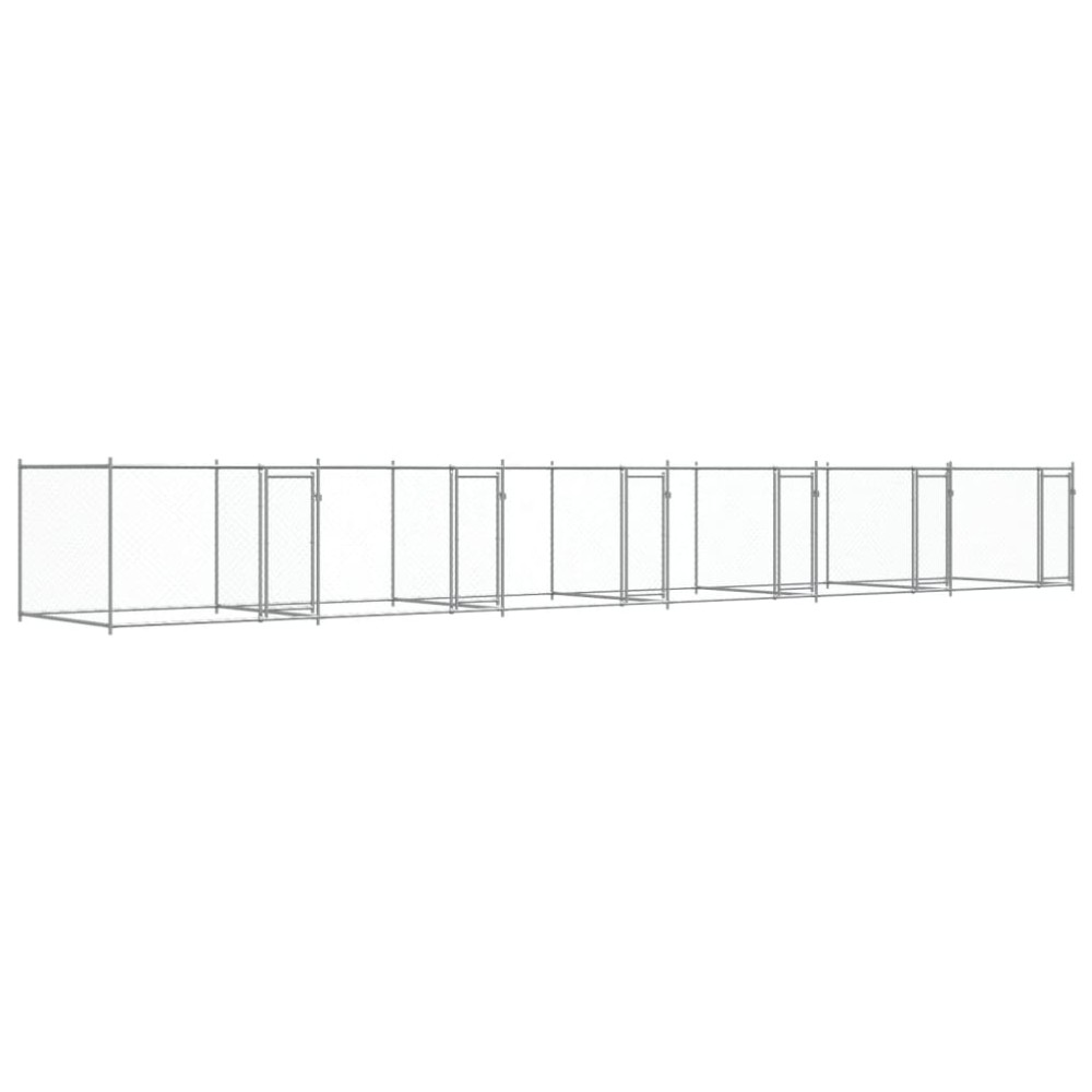 vidaXL Cușcă pentru câini cu uși, gri, 12x2x1,5 m, oțel galvanizat