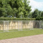 vidaXL Cușcă pentru câini cu uși, gri, 12x2x1,5 m, oțel galvanizat vidaXL Cușcă pentru câini cu uși, gri, 12x2x1,5 m, oțel galvanizat