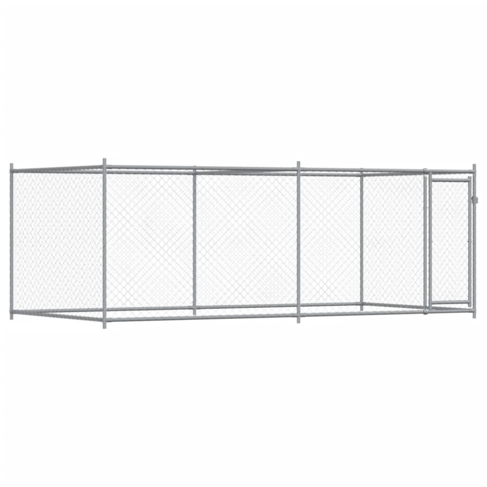 vidaXL Cușcă pentru câini cu ușă, gri, 4x2x1,5 m, oțel galvanizat