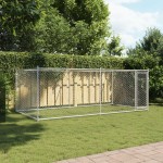vidaXL Cușcă pentru câini cu ușă, gri, 4x2x1,5 m, oțel galvanizat vidaXL Cușcă pentru câini cu ușă, gri, 4x2x1,5 m, oțel galvanizat