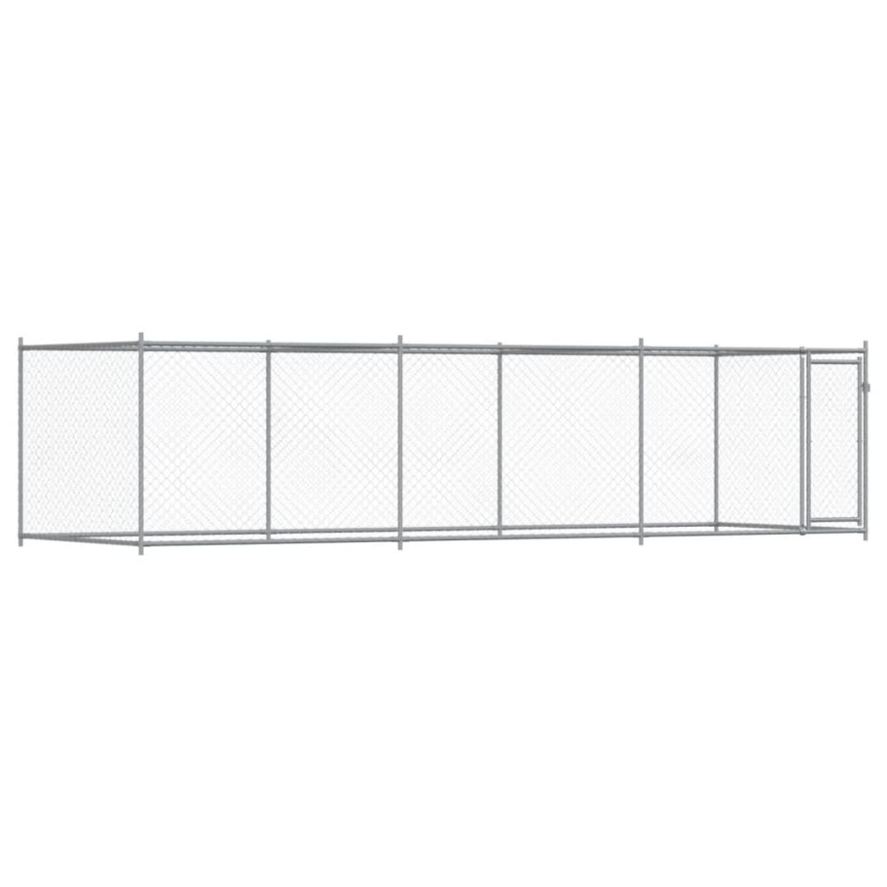 vidaXL Cușcă pentru câini cu ușă, gri, 6x2x1,5 m, oțel galvanizat