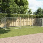 vidaXL Cușcă pentru câini cu ușă, gri, 6x2x1,5 m, oțel galvanizat vidaXL Cușcă pentru câini cu ușă, gri, 6x2x1,5 m, oțel galvanizat