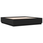 vidaXL Cadru de pat cu lumini LED, negru, 200x200 cm, lemn prelucrat