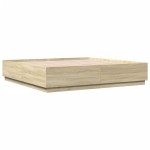 vidaXL Cadru de pat cu LED stejar sonoma 200x200 cm lemn prelucrat vidaXL Cadru de pat cu LED stejar sonoma 200x200 cm lemn prelucrat
