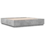vidaXL Cadru de pat cu lumini LED gri beton 200x200 cm lemn prelucrat vidaXL Cadru de pat cu lumini LED gri beton 200x200 cm lemn prelucrat
