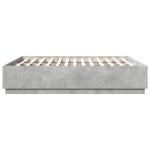 vidaXL Cadru de pat cu lumini LED gri beton 200x200 cm lemn prelucrat vidaXL Cadru de pat cu lumini LED gri beton 200x200 cm lemn prelucrat