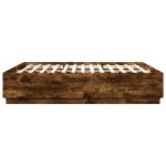 vidaXL Cadru de pat cu LED stejar fumuriu 200x200cm lemn prelucrat