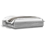 vidaXL Cadru de pat cu lumini LED gri sonoma 200x200 cm lemn prelucrat vidaXL Cadru de pat cu lumini LED gri sonoma 200x200 cm lemn prelucrat