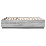 vidaXL Cadru de pat cu lumini LED gri sonoma 200x200 cm lemn prelucrat vidaXL Cadru de pat cu lumini LED gri sonoma 200x200 cm lemn prelucrat