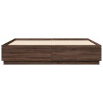 vidaXL Cadru de pat cu lumini LED stejar maro 200x200cm lemn prelucrat