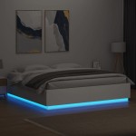 vidaXL Cadru de pat cu lumini LED, alb, 180x200 cm, lemn prelucrat vidaXL Cadru de pat cu lumini LED, alb, 180x200 cm, lemn prelucrat