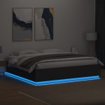 vidaXL Cadru de pat cu lumini LED, negru, 180x200 cm, lemn prelucrat vidaXL Cadru de pat cu lumini LED, negru, 180x200 cm, lemn prelucrat
