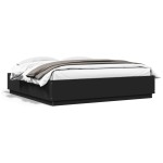 vidaXL Cadru de pat cu lumini LED, negru, 180x200 cm, lemn prelucrat vidaXL Cadru de pat cu lumini LED, negru, 180x200 cm, lemn prelucrat