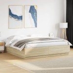 vidaXL Cadru de pat cu LED stejar sonoma 180x200 cm lemn prelucrat vidaXL Cadru de pat cu LED stejar sonoma 180x200 cm lemn prelucrat