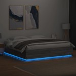 vidaXL Cadru de pat cu lumini LED gri sonoma 180x200 cm lemn prelucrat vidaXL Cadru de pat cu lumini LED gri sonoma 180x200 cm lemn prelucrat
