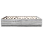 vidaXL Cadru de pat cu lumini LED gri sonoma 180x200 cm lemn prelucrat vidaXL Cadru de pat cu lumini LED gri sonoma 180x200 cm lemn prelucrat