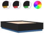 vidaXL Cadru de pat cu lumini LED, negru, 160x200 cm, lemn prelucrat vidaXL Cadru de pat cu lumini LED, negru, 160x200 cm, lemn prelucrat