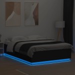 vidaXL Cadru de pat cu lumini LED, negru, 160x200 cm, lemn prelucrat vidaXL Cadru de pat cu lumini LED, negru, 160x200 cm, lemn prelucrat