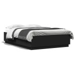 vidaXL Cadru de pat cu lumini LED, negru, 160x200 cm, lemn prelucrat vidaXL Cadru de pat cu lumini LED, negru, 160x200 cm, lemn prelucrat