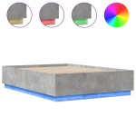 vidaXL Cadru de pat cu lumini LED gri beton 160x200 cm, lemn prelucrat vidaXL Cadru de pat cu lumini LED gri beton 160x200 cm, lemn prelucrat