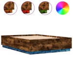vidaXL Cadru de pat cu LED stejar fumuriu 160x200cm lemn prelucrat