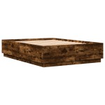 vidaXL Cadru de pat cu LED stejar fumuriu 160x200cm lemn prelucrat