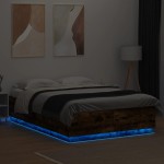 vidaXL Cadru de pat cu LED stejar fumuriu 160x200cm lemn prelucrat