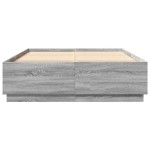 vidaXL Cadru de pat cu lumini LED gri sonoma 160x200 cm lemn prelucrat