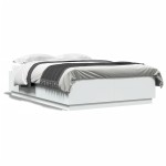 vidaXL Cadru de pat cu lumini LED, alb, 150x200 cm, lemn prelucrat vidaXL Cadru de pat cu lumini LED, alb, 150x200 cm, lemn prelucrat