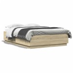vidaXL Cadru de pat cu LED stejar sonoma 150x200 cm lemn prelucrat