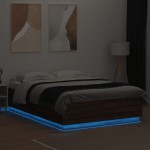 vidaXL Cadru de pat cu lumini LED stejar maro 150x200cm lemn prelucrat vidaXL Cadru de pat cu lumini LED stejar maro 150x200cm lemn prelucrat