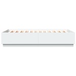 vidaXL Cadru de pat cu lumini LED, alb, 140x200 cm, lemn prelucrat vidaXL Cadru de pat cu lumini LED, alb, 140x200 cm, lemn prelucrat