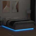 vidaXL Cadru de pat cu lumini LED gri sonoma 140x200 cm lemn prelucrat